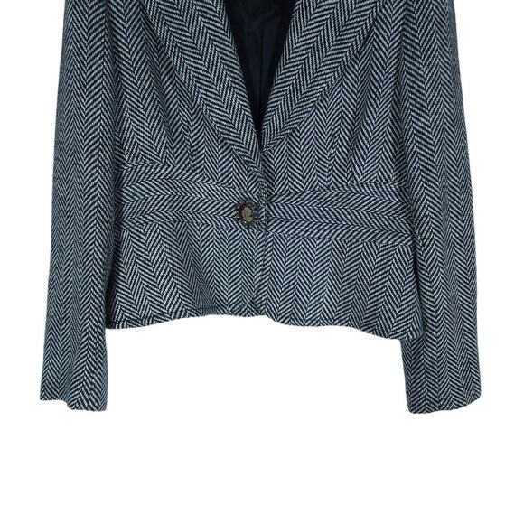 ECI New York Womens Blazer 14 Black White Herringbone Tweed Jacket Chic Workwear - Picture 5 of 15